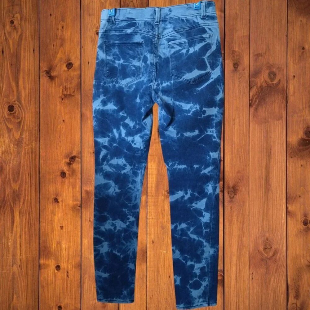 WONDER NATION Girl's XL (14-16) Blue Splash Tie Dye Pull On Jeggings Stretch